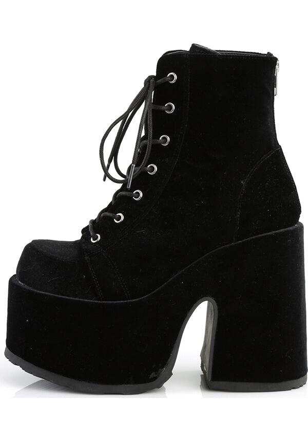 DEMONIA CAMEL-203 [Black Velvet] | PLATFORM BOOTS [PREORDER] - BOOTS - Detail 3