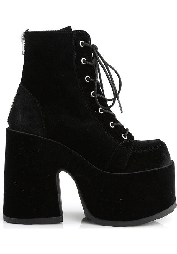 DEMONIA CAMEL-203 [Black Velvet] | PLATFORM BOOTS [PREORDER] - BOOTS - Detail 4