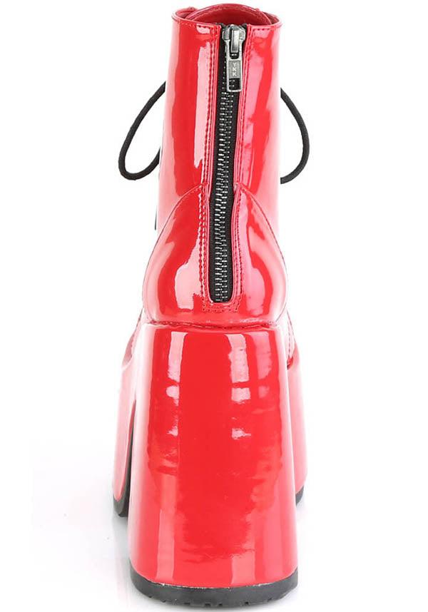 DEMONIA CAMEL-203 [Red Patent] | PLATFORM BOOTS [PREORDER] - BOOTS - Detail 2