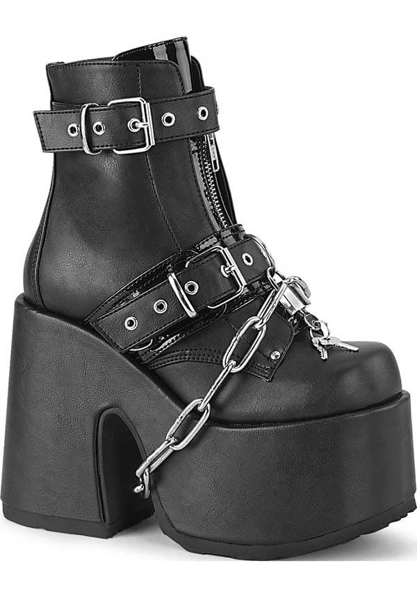 DEMONIA CAMEL-205 [Black] | PLATFORMS [PREORDER] - BOOTS - Front View