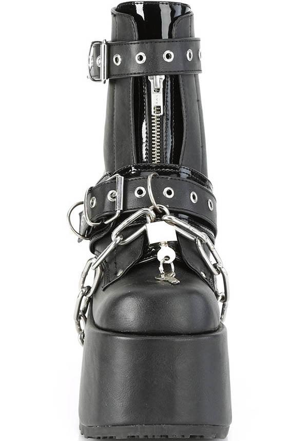 DEMONIA CAMEL-205 [Black] | PLATFORMS [PREORDER] - BOOTS - Back View