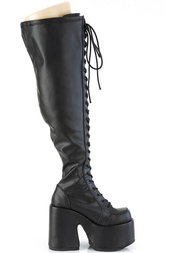 DEMONIA CAMEL-300WC [Black] | WIDE CALF PLATFORM BOOTS [PREORDER] - BOOTS - Detail 4