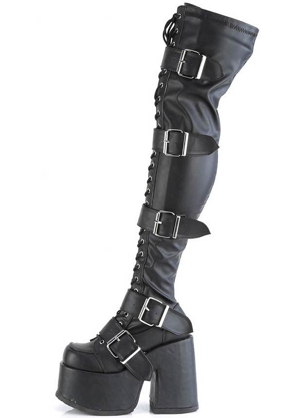 DEMONIA CAMEL-305 [Black] | PLATFORM BOOTS [PREORDER] - BOOTS - Detail 2