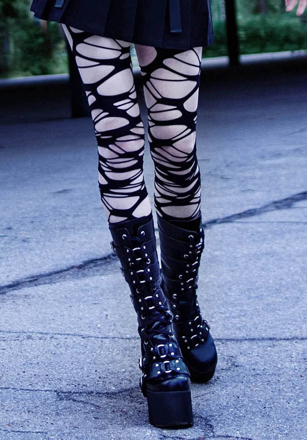 KILLSTAR Carved Up | SLASHED TIGHTS - HOSIERY - Front View