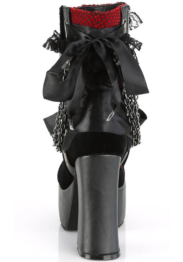 DEMONIA CHARADE-110 [Black Velvet/Red] | BOOTS [PREORDER] - BOOTS - Detail 2