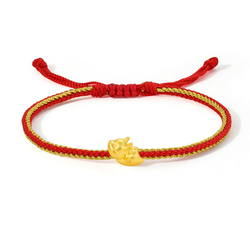 "Chinese Zodiac" 24K Gold String Bracelet Chinese Zodiac 0.3-0.5g