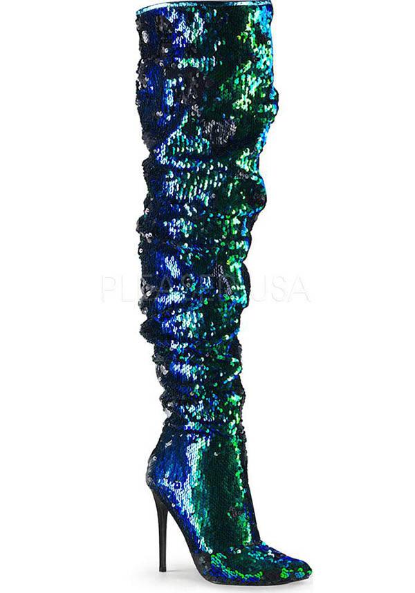 Pleaser COURTLY-3011 [Green Iridescent Sequin] - Product Image