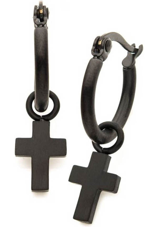 Cross [Matte Black] | EARRINGS*