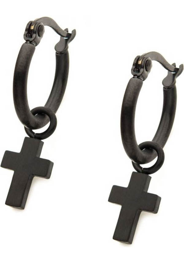 Cross [Matte Black] | EARRINGS*
