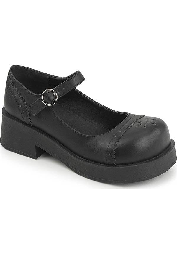 DEMONIA CRUX-07 [Black] | MARY JANES [PREORDER] - FLATS - Front View