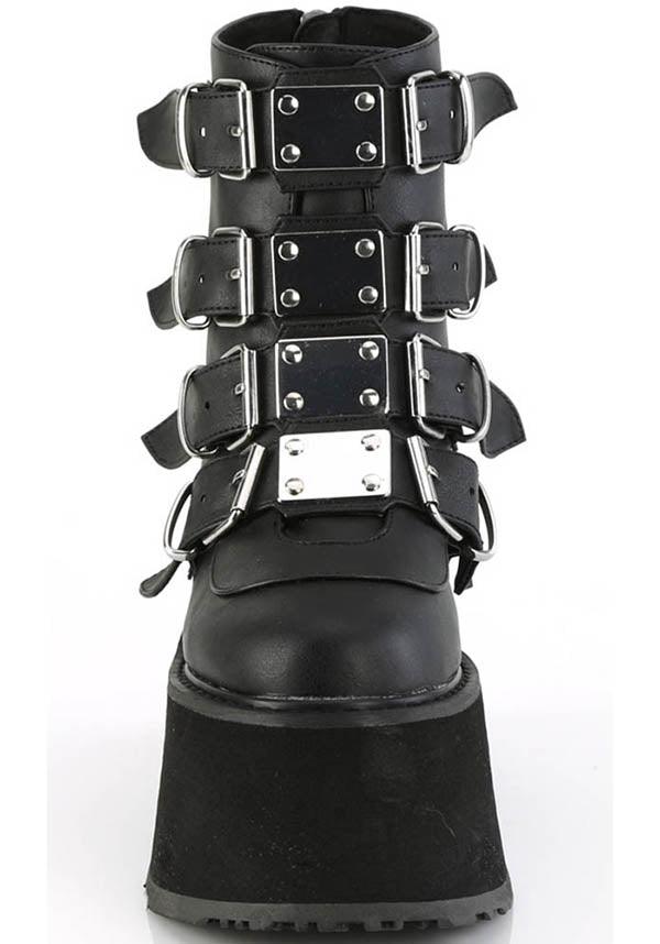 DEMONIA DAMNED-105 [Black] | PLATFORM BOOTS [PREORDER] - BOOTS - Back View