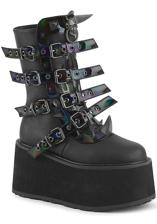 DEMONIA DAMNED-156 [Black] | PLATFORM BOOTS [PREORDER] - BOOTS - Front View
