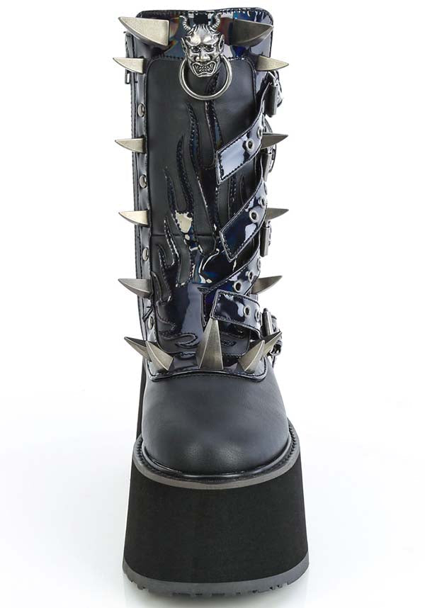 DEMONIA DAMNED-156 [Black] | PLATFORM BOOTS [PREORDER] - BOOTS - Back View