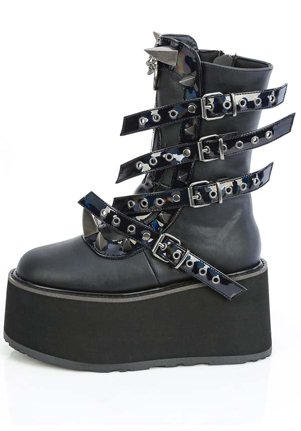 DEMONIA DAMNED-156 [Black] | PLATFORM BOOTS [PREORDER] - BOOTS - Detail 2