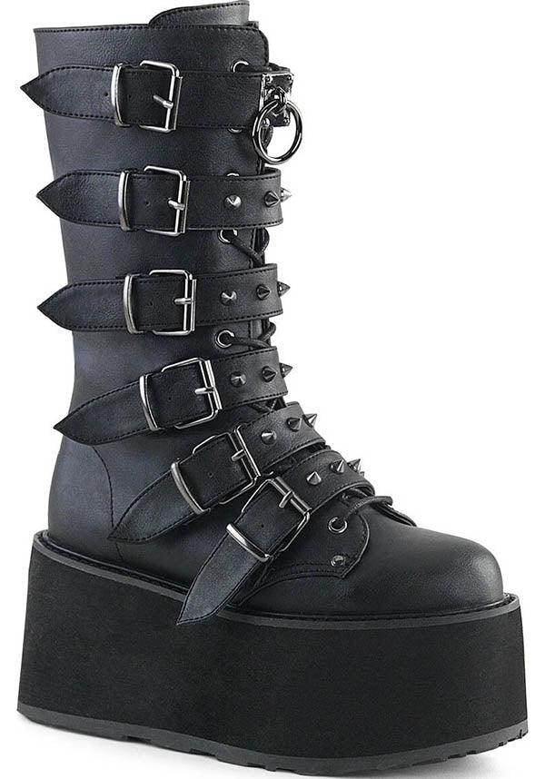 DEMONIA DAMNED-225 [Black] | BOOTS [PREORDER] - BOOTS - Front View