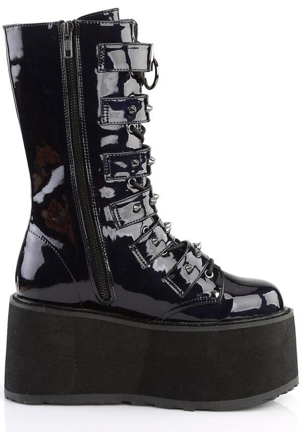 DEMONIA DAMNED-225 [Black Holo] | PLATFORM BOOTS [PREORDER] - BOOTS - Detail 4