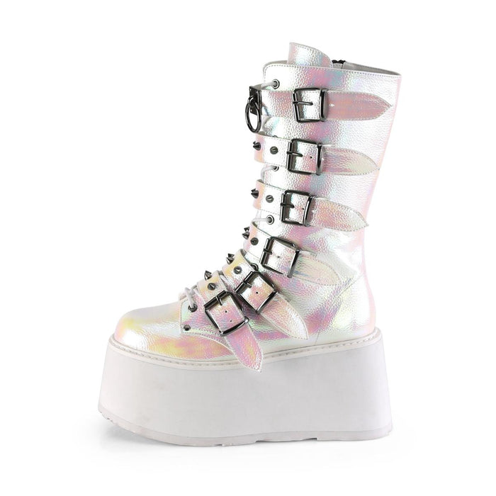DEMONIA DAMNED-225 [Pearl Iridescent] | PLATFORM BOOTS [PREORDER] - PLATFORM BOOTS - Detail 5