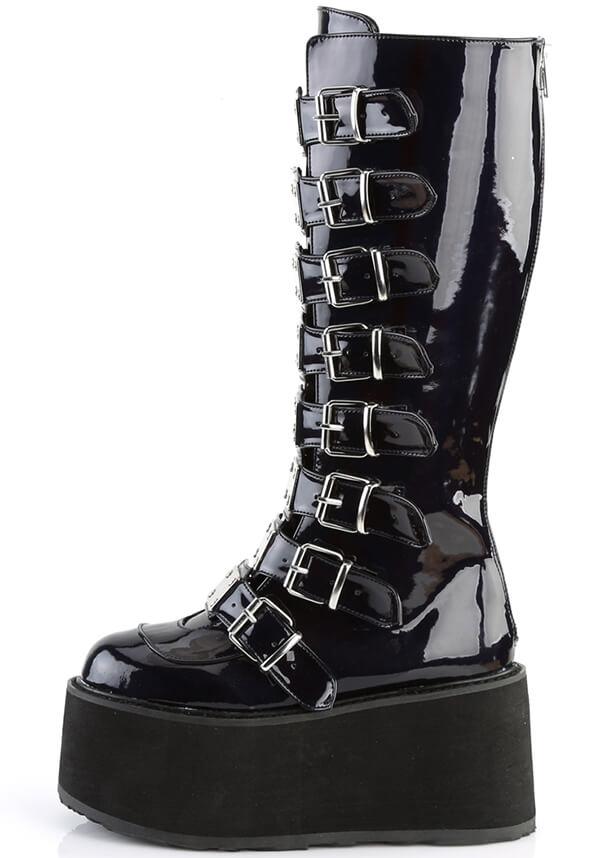 DEMONIA DAMNED-318 [Black Hologram] | PLATFORM BOOTS [PREORDER] - BOOTS - Detail 2
