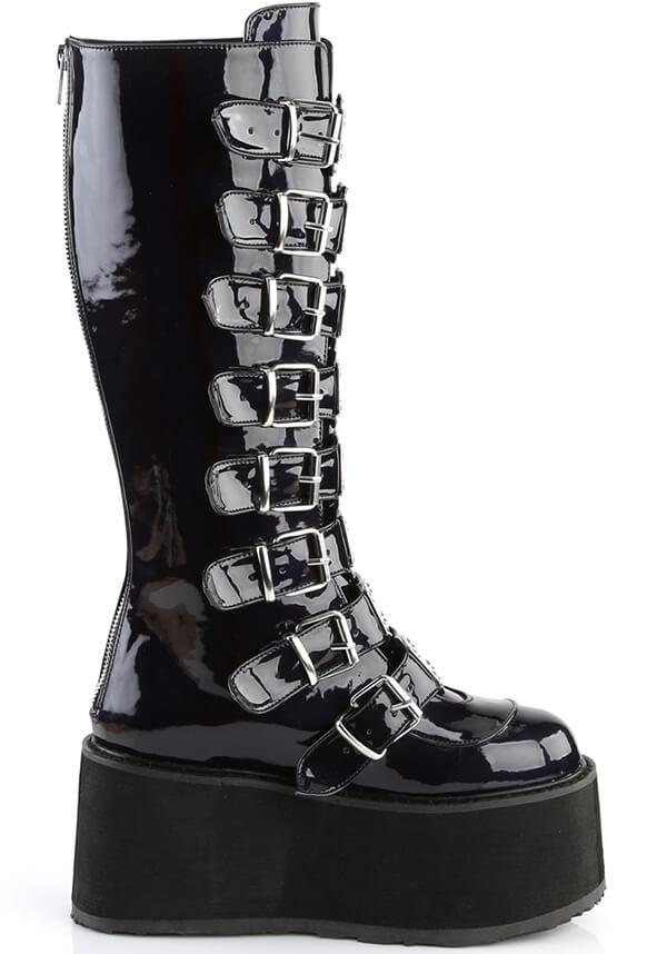 DEMONIA DAMNED-318 [Black Hologram] | PLATFORM BOOTS [PREORDER] - BOOTS - Detail 4