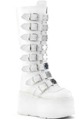 DEMONIA DAMNED-318 [White] | PLATFORM BOOTS [PREORDER] - BOOTS - Front View