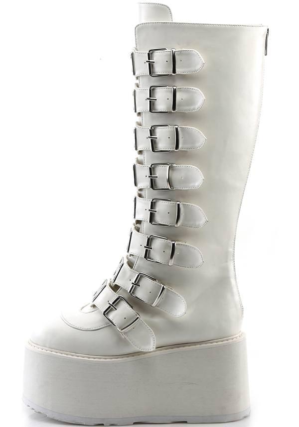DEMONIA DAMNED-318 [White] | PLATFORM BOOTS [PREORDER] - BOOTS - Detail 2