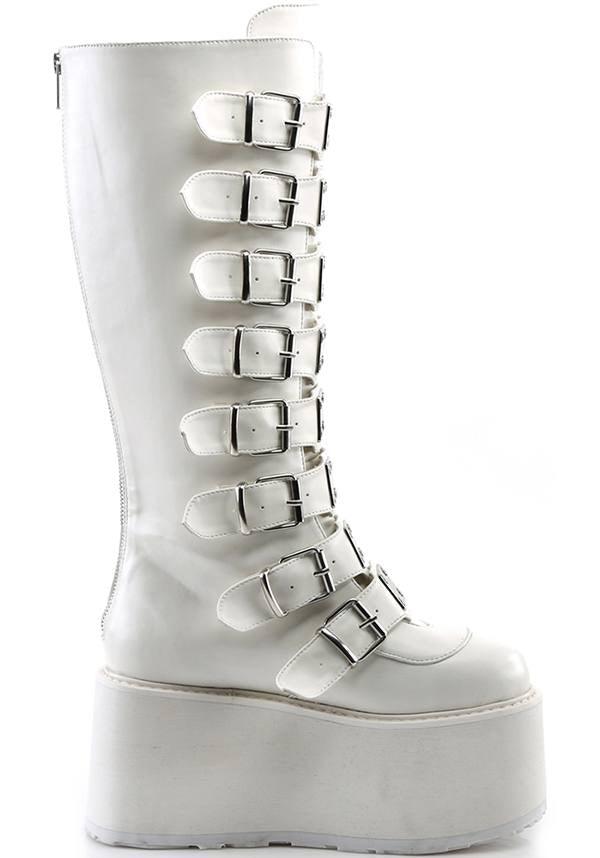 DEMONIA DAMNED-318 [White] | PLATFORM BOOTS [PREORDER] - BOOTS - Detail 4