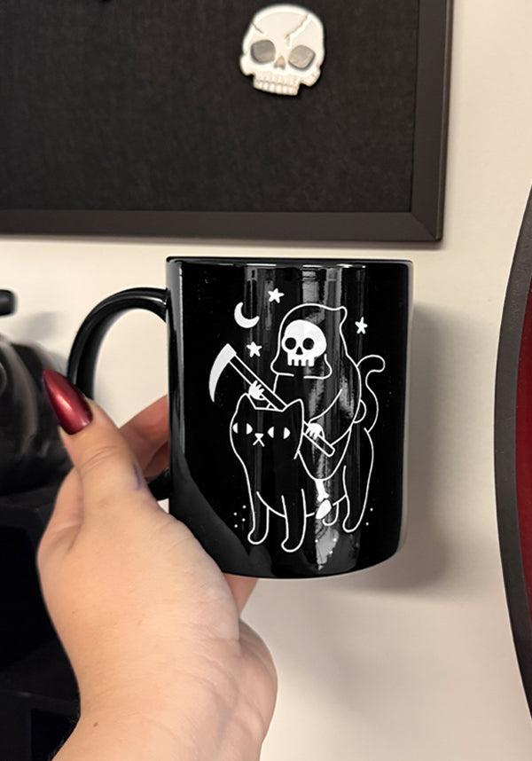 GOTHIC GIFTS Death Rides A Black Cat | MUG - Back