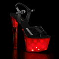 Pleaser DISCOLITE-709 [Black Pat/White Glow] - Front View