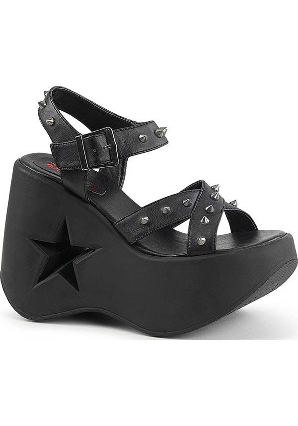 DEMONIA DYNAMITE-02 [Black] | PLATFORMS [PREORDER] - SANDALS - Front View