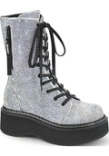 DEMONIA EMILY-362 [Silver Rhinestone] | PLATFORM BOOTS [PREORDER] - BOOTS - Front View