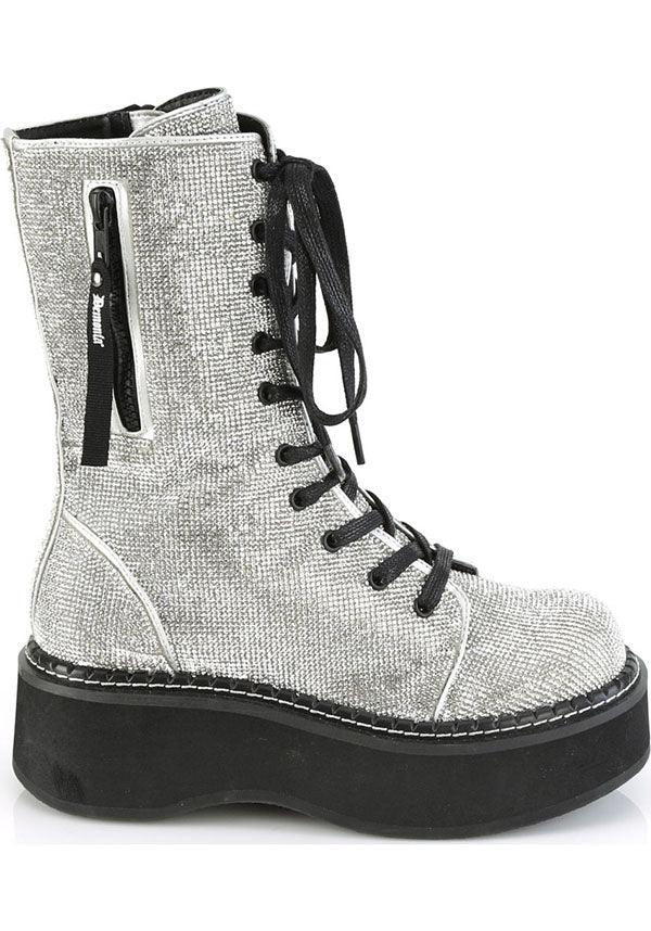 DEMONIA EMILY-362 [Silver Rhinestone] | PLATFORM BOOTS [PREORDER] - BOOTS - Detail 2