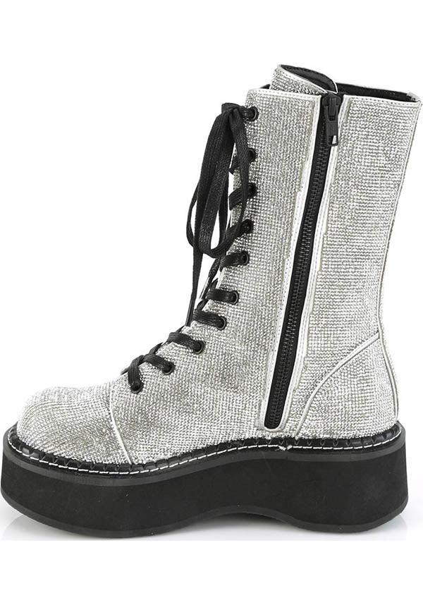 DEMONIA EMILY-362 [Silver Rhinestone] | PLATFORM BOOTS [PREORDER] - BOOTS - Detail 3