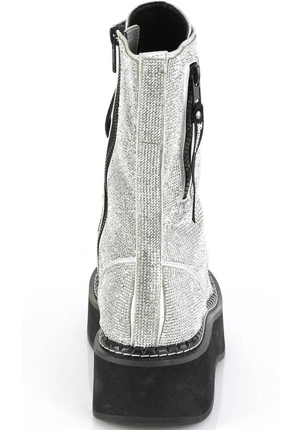 DEMONIA EMILY-362 [Silver Rhinestone] | PLATFORM BOOTS [PREORDER] - BOOTS - Detail 4