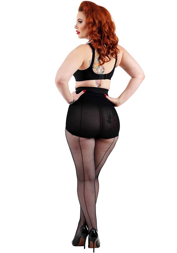 Pamela Mann Fishnet Seamed - Back View