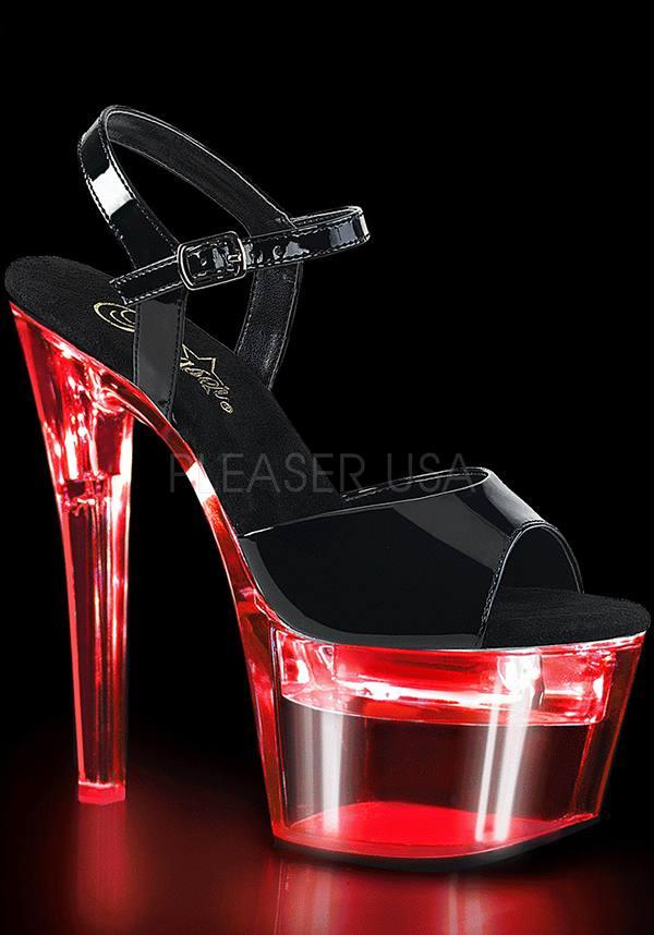 Pleaser FLASHDANCE-709 [LED/ Patent Black] - Front View