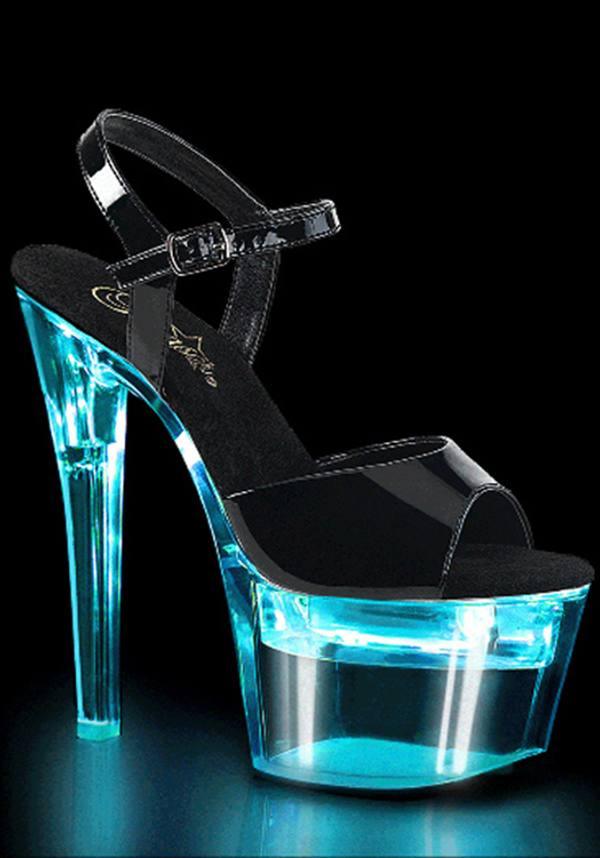 Pleaser FLASHDANCE-709 [LED/ Patent Black] - Back View