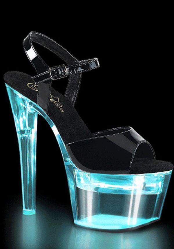 Pleaser FLASHDANCE-709 [LED/ Patent Black] - Detail View