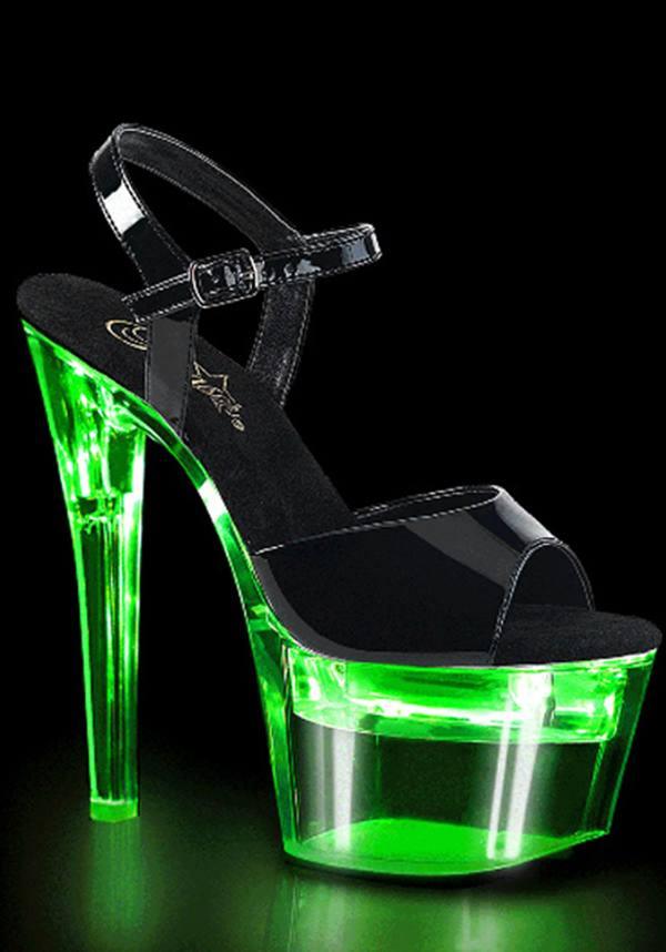 Pleaser FLASHDANCE-709 [LED/ Patent Black] - Close Up