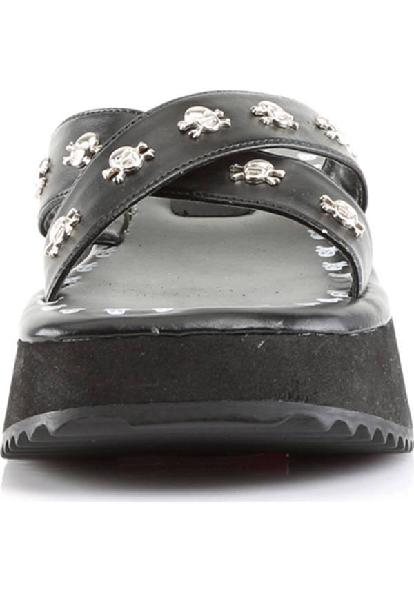DEMONIA FLIP-05 [Black] | PLATFORM SANDALS [PREORDER] - SANDALS - Back View