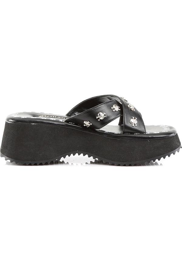 DEMONIA FLIP-05 [Black] | PLATFORM SANDALS [PREORDER] - SANDALS - Detail 4