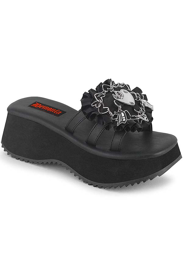 DEMONIA FLIP-16 [Black] | FLATS [PREORDER] - SANDALS - Front View