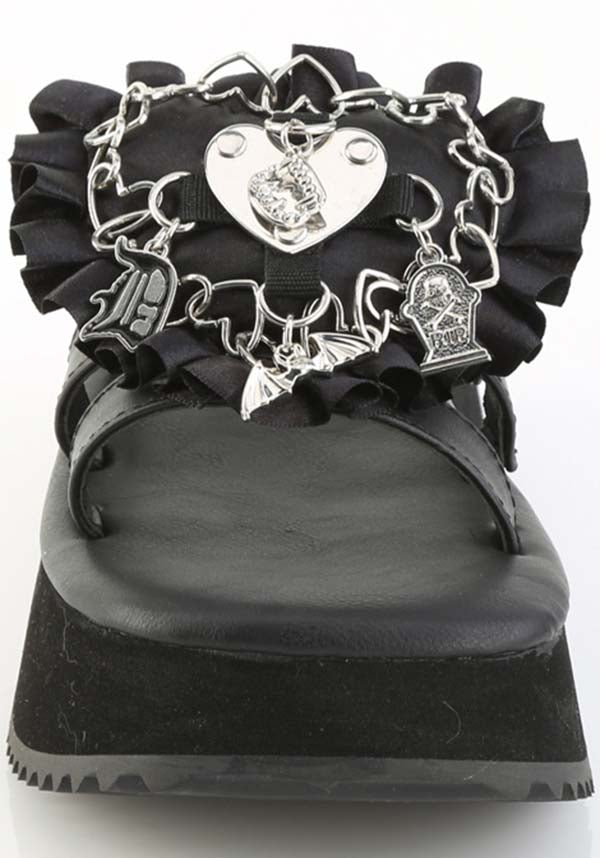 DEMONIA FLIP-16 [Black] | FLATS [PREORDER] - SANDALS - Back View