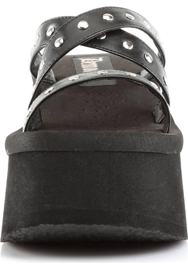 DEMONIA FUNN-19 [Black] | PLATFORM SANDALS [PREORDER] - SANDALS - Back View