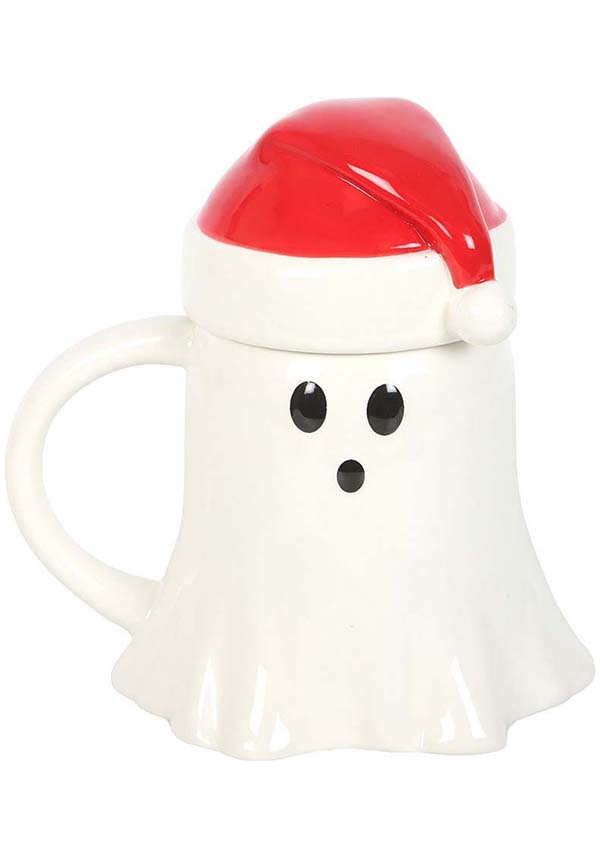 GOTHIC GIFTS Ghost Shaped [With Santa Hat Lid] | MUG - Back