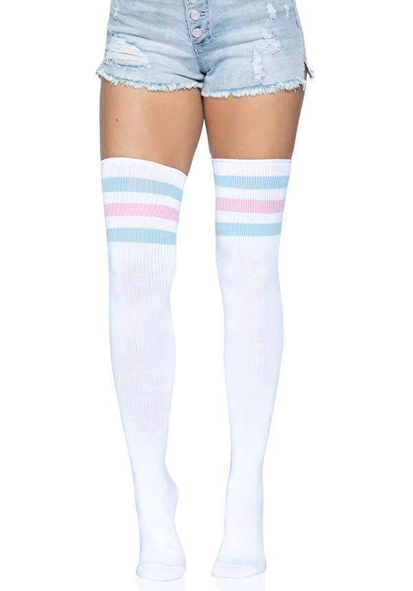 LEG AVENUE Gina Athletic [Pink/Blue] | THIGH HIGH STOCKINGS - Back