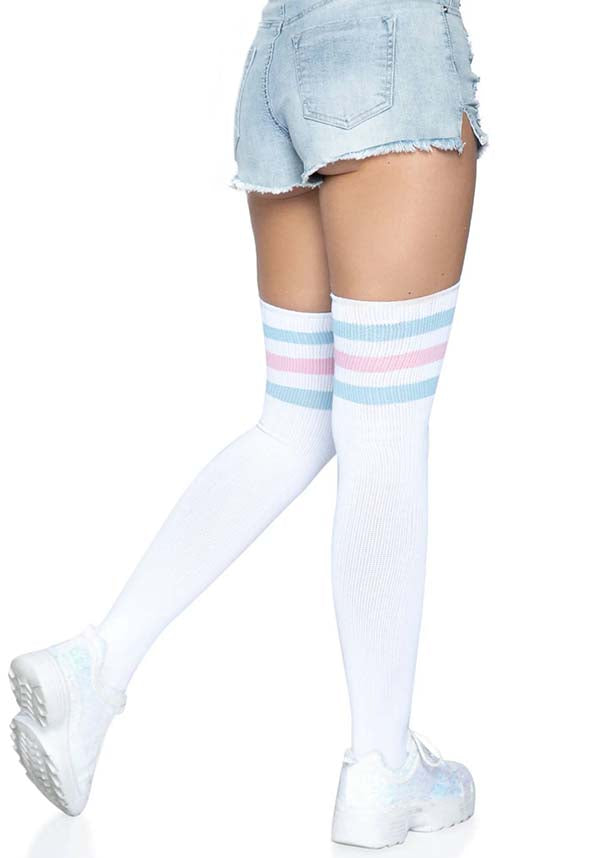 LEG AVENUE Gina Athletic [Pink/Blue] | THIGH HIGH STOCKINGS - Detail 2