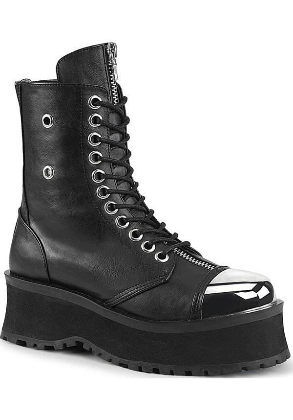 DEMONIA GRAVEDIGGER-10 [Black] | BOOTS [PREORDER] - BOOTS - Front View
