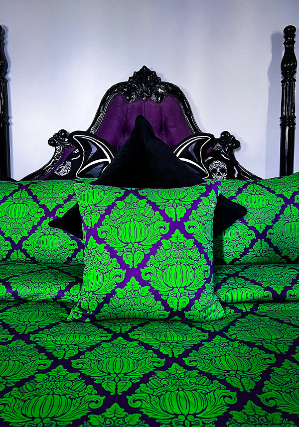 HELLS BLANKETS Haunted Harvest [Green/Purple] | CUSHION COVER - Front