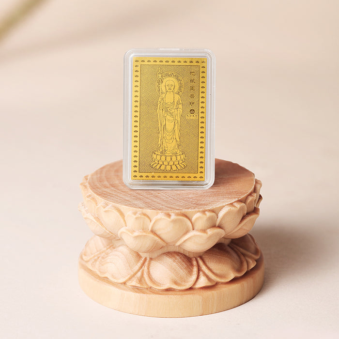 "Jiuhua Mountain" 999.9 24K Solid Gold Buddha Talisman Amulet 0.2g A1814863