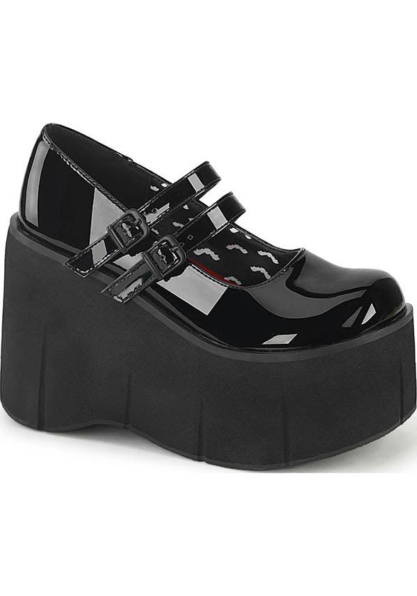 DEMONIA KERA-08 [Black Patent] | PLATFORMS [PREORDER] - FLATS - Front View